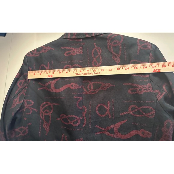 LL Bean Mens Sz 38 VTG Nautical Rope Knot Print Blazer Linen Cotton Blend Jacket - Picture 9 of 13